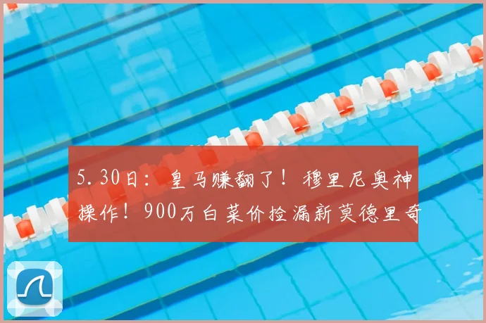 5.30日：皇马赚翻了！穆里尼奥神操作！900万白菜价捡漏新莫德里奇_尼科·帕斯_欧元_球员